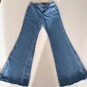 Express Jeans Womens 0R Blue 70s Flare Mid Rise Y2K Stretch Boho Hippie Casual